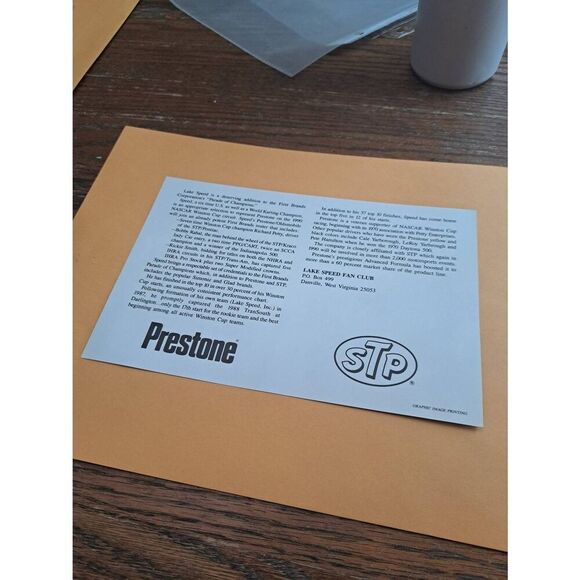 Vintage Lake Speed Driver Card #83 Oldsmobile Prestone STP 6x9 NASCAR Promo - Picture 2 of 2